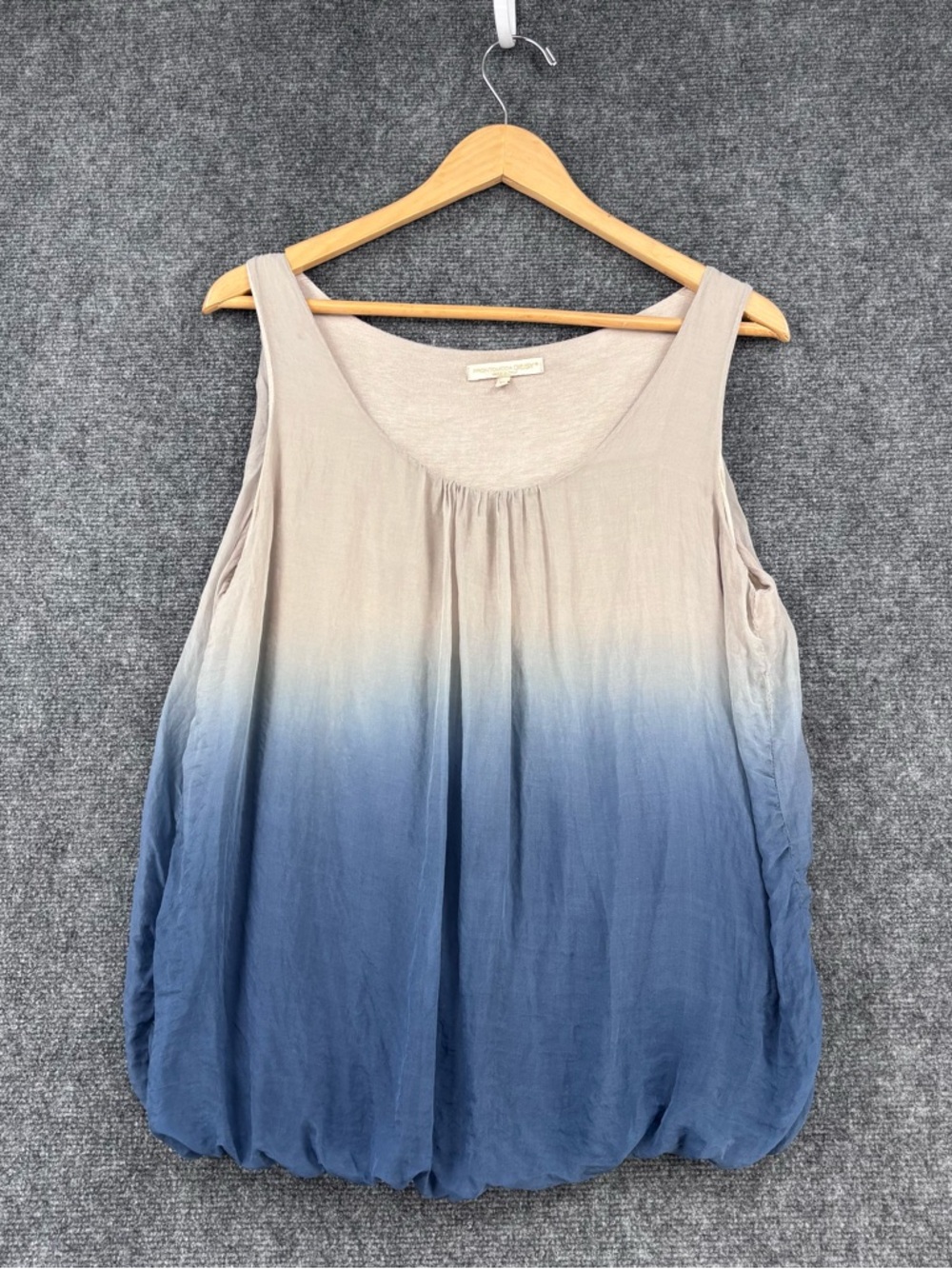 Prontomoda Giusy Made In Italy Blue Beige Ombré Silk Tank Top Blouse Women’s XL